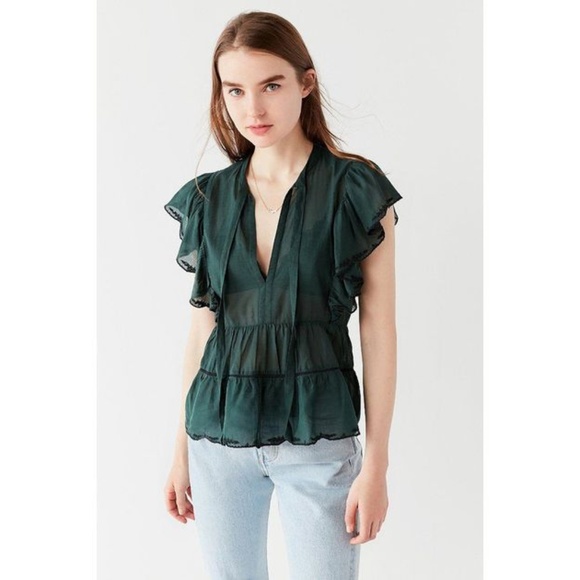 Urban Outfitters Tops - URBAN OUTFITTERS Gracie Eyelet Ruffle Blouse